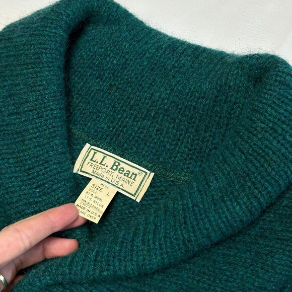 Vintage LL Bean Mens Wool Shawl Collar Sweater Size Large Pullover Fisherman USA - Picture 4 of 10